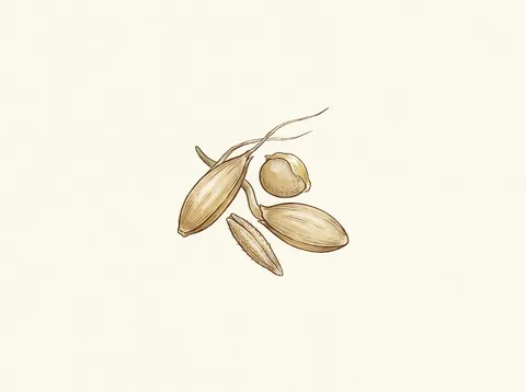 A line illustration of a small cluster of three or four pasture seed types, grouped as one specimen study.